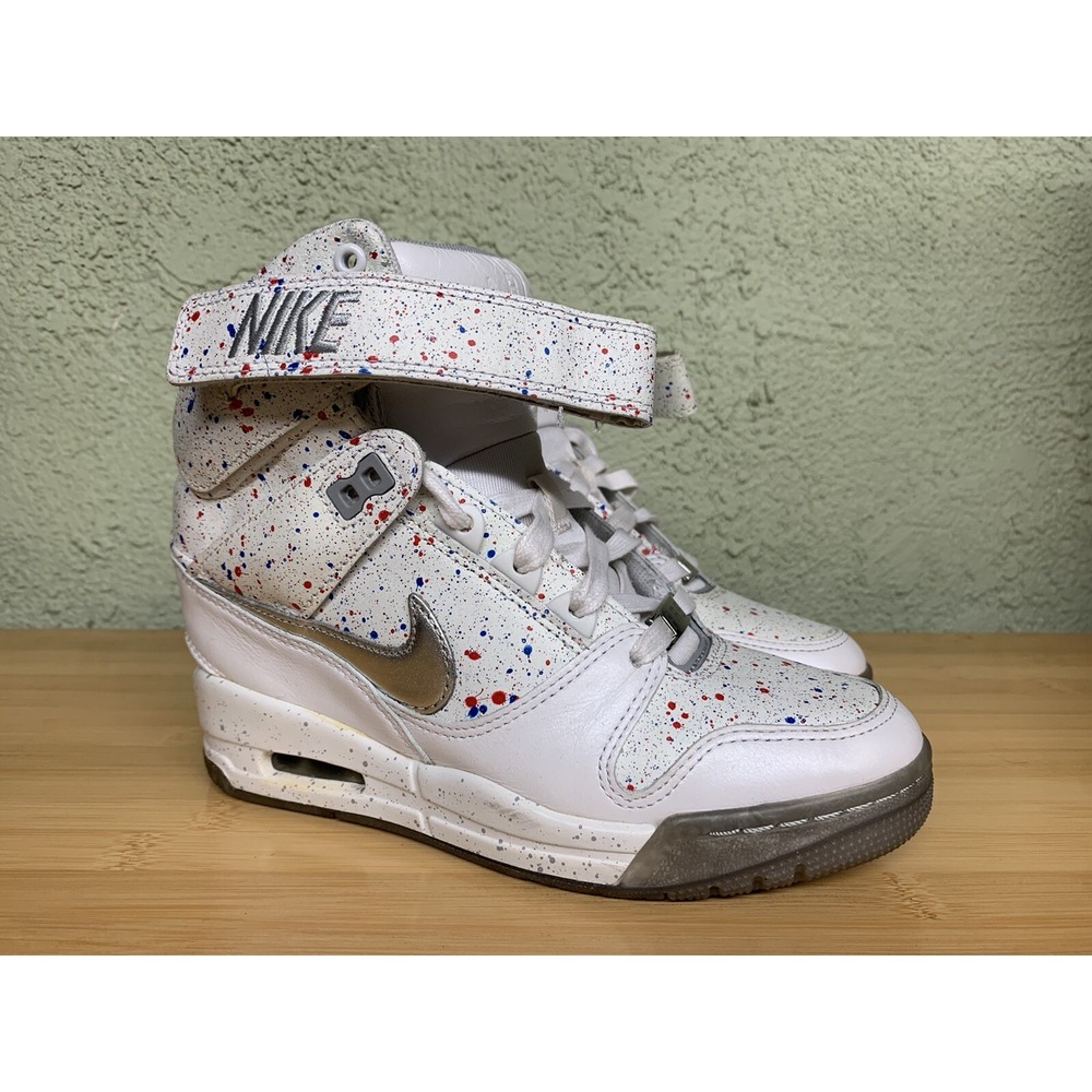 Woman Revolution Sky Hi White Paint Splatter Sneakers Hi‎ Sz 6